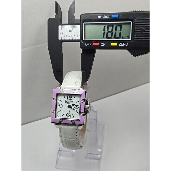 Dedia Lily LQ Diamond Accent Purple Enamel Square Swiss Quartz Watch New Battery main image 10